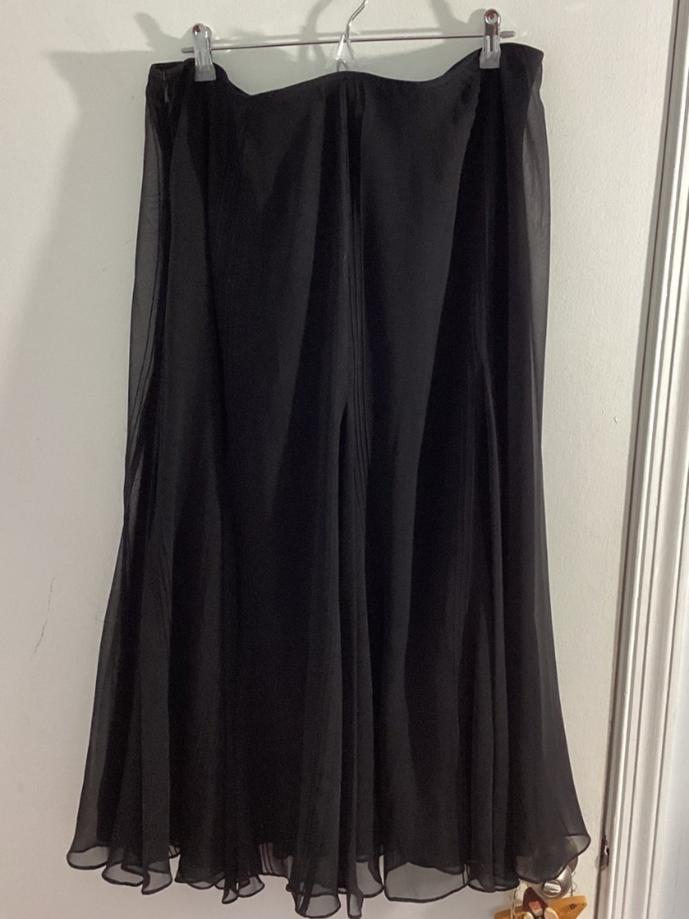 Y2K LAUREN by RALPH LAUREN WOMAN PLUS 18W BLACK 100% SILK MIDI GOUDE SKIRT - Picture 2 of 10